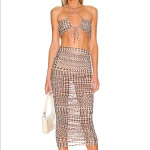 Revolve Kelly Top and Bottom in Brown Houndstooth